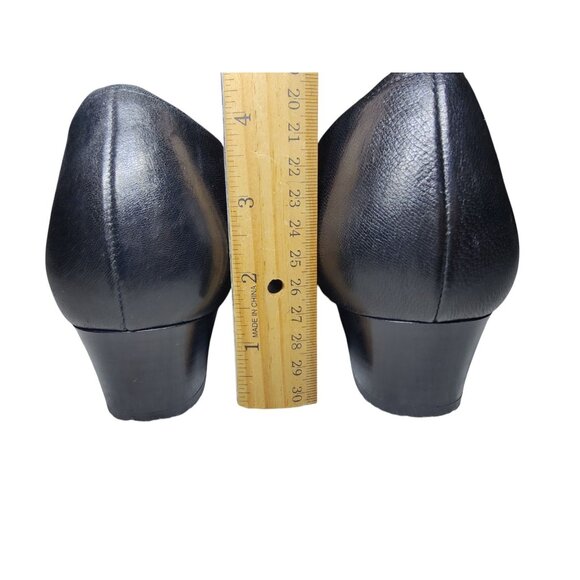 SAS Regina Black Slip On Leather Pumps Heels 1.375" 10WW - Picture 8 of 10